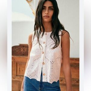 Sezane White Eyelet Blouse